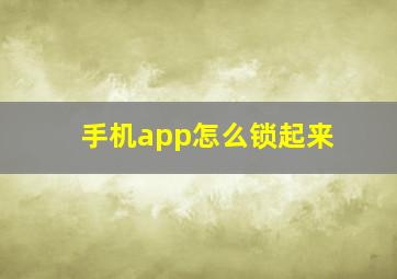 手机app怎么锁起来