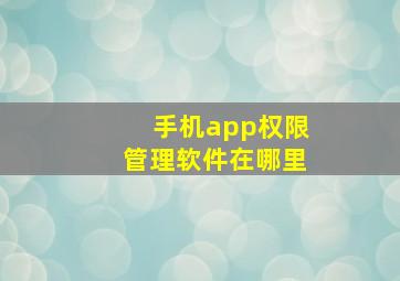 手机app权限管理软件在哪里