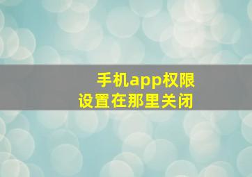 手机app权限设置在那里关闭