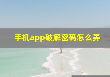 手机app破解密码怎么弄