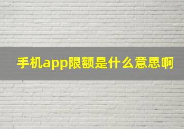 手机app限额是什么意思啊