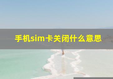 手机sim卡关闭什么意思