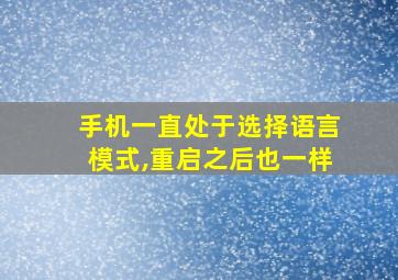 手机一直处于选择语言模式,重启之后也一样