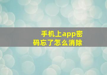 手机上app密码忘了怎么消除