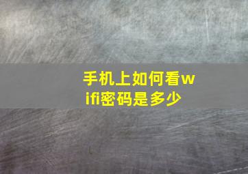 手机上如何看wifi密码是多少