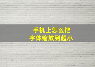 手机上怎么把字体缩放到超小