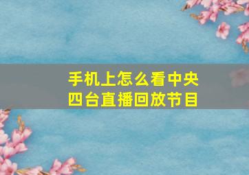 手机上怎么看中央四台直播回放节目