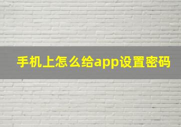 手机上怎么给app设置密码