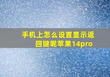 手机上怎么设置显示返回键呢苹果14pro