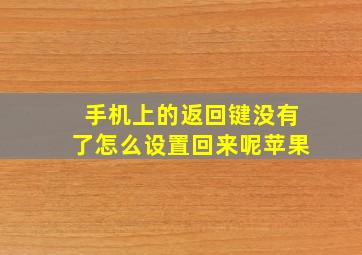 手机上的返回键没有了怎么设置回来呢苹果