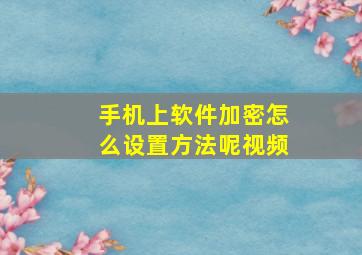 手机上软件加密怎么设置方法呢视频