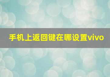 手机上返回键在哪设置vivo