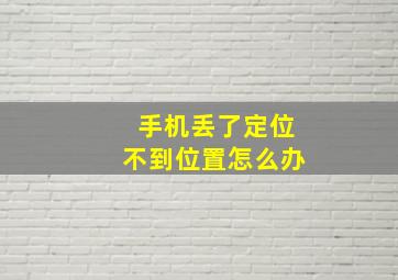 手机丢了定位不到位置怎么办