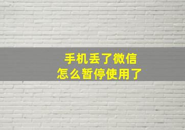 手机丢了微信怎么暂停使用了