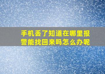 手机丢了知道在哪里报警能找回来吗怎么办呢