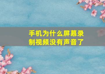 手机为什么屏幕录制视频没有声音了