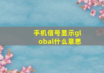 手机信号显示global什么意思