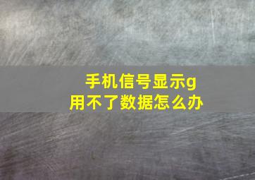 手机信号显示g用不了数据怎么办