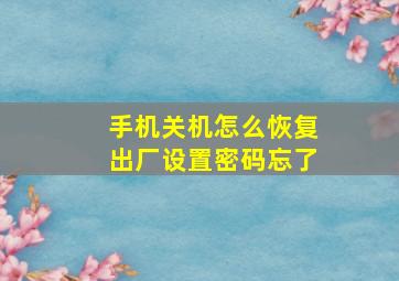 手机关机怎么恢复出厂设置密码忘了