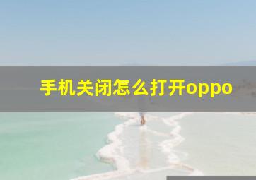 手机关闭怎么打开oppo