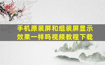 手机原装屏和组装屏显示效果一样吗视频教程下载