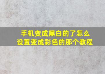 手机变成黑白的了怎么设置变成彩色的那个教程