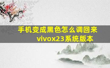 手机变成黑色怎么调回来vivox23系统版本