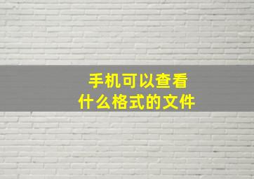 手机可以查看什么格式的文件