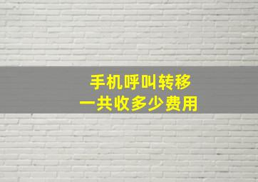 手机呼叫转移一共收多少费用