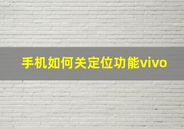 手机如何关定位功能vivo