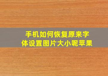 手机如何恢复原来字体设置图片大小呢苹果