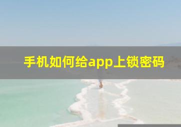 手机如何给app上锁密码