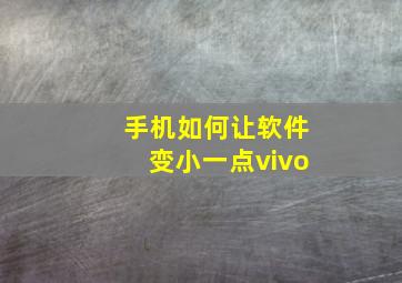 手机如何让软件变小一点vivo