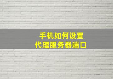 手机如何设置代理服务器端口