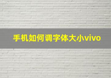 手机如何调字体大小vivo