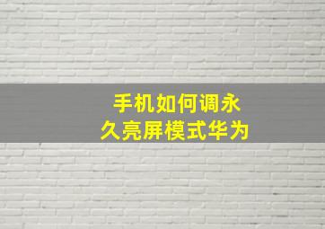 手机如何调永久亮屏模式华为