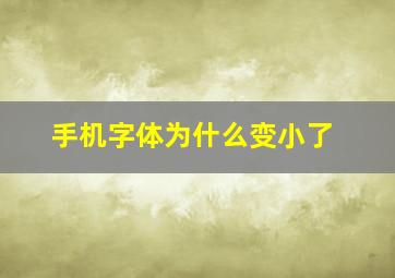 手机字体为什么变小了