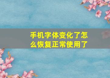 手机字体变化了怎么恢复正常使用了