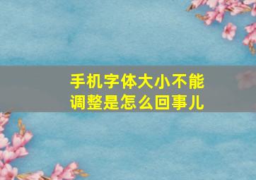 手机字体大小不能调整是怎么回事儿