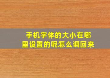 手机字体的大小在哪里设置的呢怎么调回来