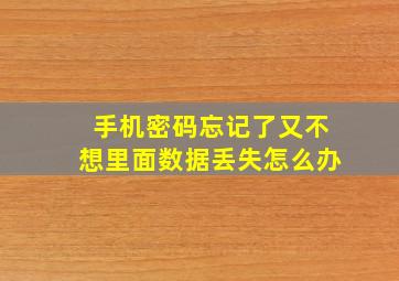 手机密码忘记了又不想里面数据丢失怎么办