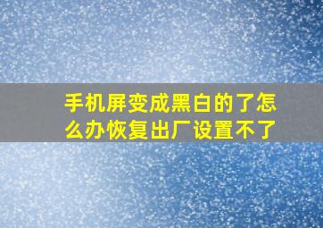 手机屏变成黑白的了怎么办恢复出厂设置不了