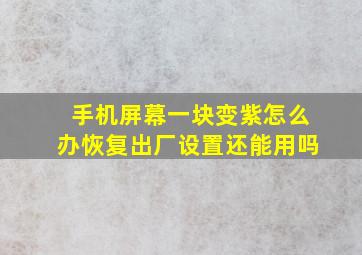 手机屏幕一块变紫怎么办恢复出厂设置还能用吗