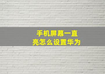 手机屏幕一直亮怎么设置华为