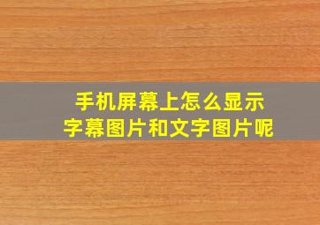 手机屏幕上怎么显示字幕图片和文字图片呢