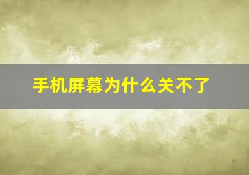 手机屏幕为什么关不了