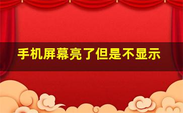 手机屏幕亮了但是不显示