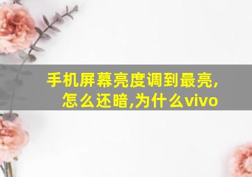 手机屏幕亮度调到最亮,怎么还暗,为什么vivo