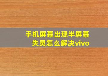 手机屏幕出现半屏幕失灵怎么解决vivo