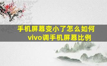 手机屏幕变小了怎么如何vivo调手机屏幕比例